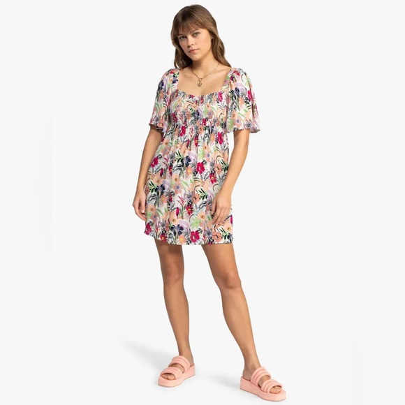 Roxy Women Holden Dawn Dress Multicolor Floral Mini Dress NWOT - Picture 1 of 12